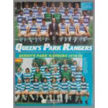 Queen's Park Rangers 1973-74 and 1980-81 autographed large colour double page team photographs,