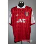 Dennis Bergkamp signed red Arsenal no.10 home jersey, season 1995-96, Nike, short-sleeved with THE