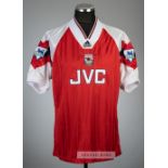 Ian Wright red Arsenal no.8 home jersey, season 1993-94, Adidas, short-sleeved with THE FA PREMIER