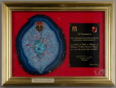 Flamengo Brazil superb presentation display with large crystal cut piece, plus plaque in black