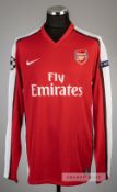 Robin van Persie red Arsenal no.11 home jersey, season 2009-10, Nike, long-sleeved with UEFA