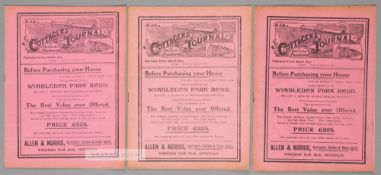 Three Fulham home programmes season 1910-11, F.L. Division Two fixtures v Huddersfield Town 26th