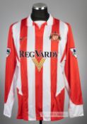David Bellion red and white striped Sunderland no.15 home jersey, season 2002-03, Nike, long-sleeved