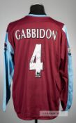 Danny Gabbidon signed claret and blue West Ham United no.4 home jersey, season 2005-06, Reebok,