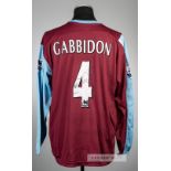 Danny Gabbidon signed claret and blue West Ham United no.4 home jersey, season 2005-06, Reebok,