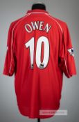 Michael Owen red Liverpool no.10 home jersey, season 2000-01,  Reebok, short-sleeved with THE FA