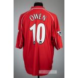 Michael Owen red Liverpool no.10 home jersey, season 2000-01,  Reebok, short-sleeved with THE FA