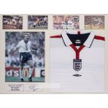 Stuart Pearce signed England display, comprising white England retro jersey embroidered with