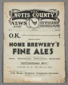 Notts County v Manchester United programme 2nd April 1926, F.L. Division One