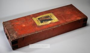 An original red painted pine Sphairistike box made by French and Co., 46 Churton St. London, Major