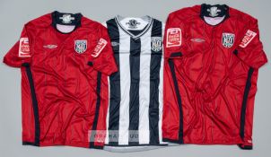 Three West Bromwich Albion football jerseys, season 2009-10, comprising Filipe Teixeira navy and