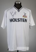 Paul Gascoigne signed white Tottenham Hotspur retro jersey, circa 1991, Score Draw, short-sleeved