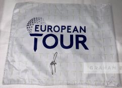 Justin Rose signed 2021 European Tour Golf Flag & 2021 European Tour Cap, with COA and photo