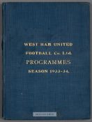 Bound volume of West Ham United home programmes season 1933-34, comprising first team (Football