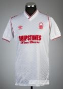 White Nottingham Forrest no.16 away jersey, season 1987-88, Umbro, short-sleeved with embroidered