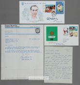 Autographed Alf Ramsey and Bobby Charlton letters, the Ramsey letter on his personal headed paper