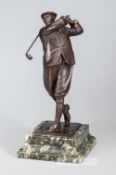 Harry Vardon bronze figural sculpture by Garrard & Co Ltd., depicting Harry Vardon following through