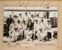 Signed photograph of the Australian cricket team to India and Ceylon, 1935-36, the rare sepia
