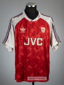 Anders Limpar part- team signed red Arsenal no.11 home jersey, season 1990-91, Adidas, short-sleeved