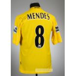 Pedro Mendes signed yellow Tottenham Hotspur no.8 third choice jersey, season 2004-05, Kappa,