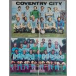Coventry City 1974-75 and 1976-77 autographed large colour double page team photographs, pre-