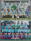 Coventry City 1974-75 and 1976-77 autographed large colour double page team photographs, pre-