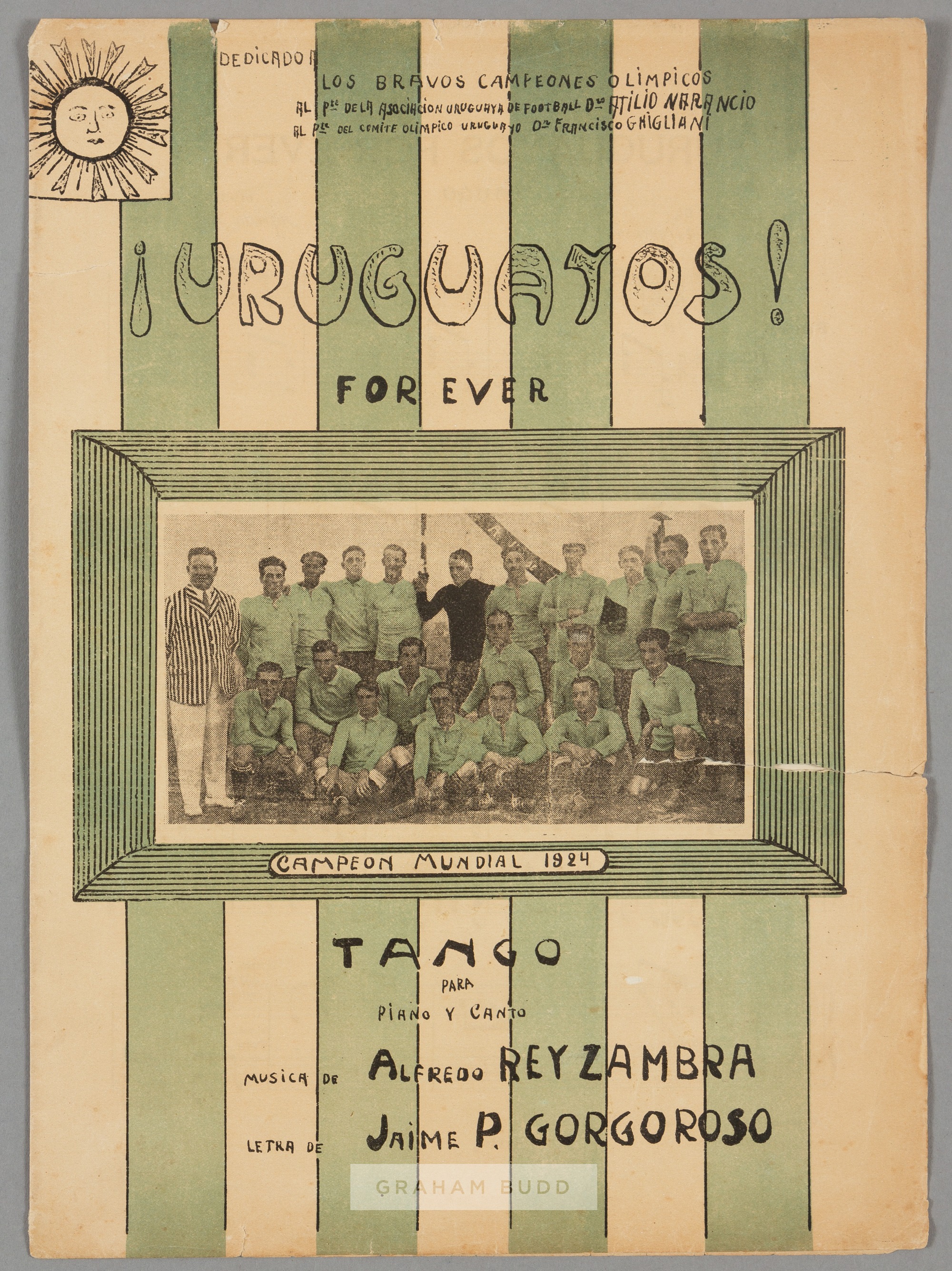 Olympic football 1924 Paris Uruguay Champions very rare four page sheet music for tango, written for