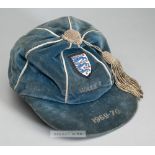 England v Wales football representative cap 1969-70 awarded to Francis H Lee, blue velvet cap with