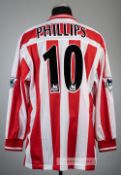 Kevin Phillips red and white striped Sunderland no.10 home jersey, season 1999-2000, Asics, long-