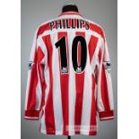 Kevin Phillips red and white striped Sunderland no.10 home jersey, season 1999-2000, Asics, long-