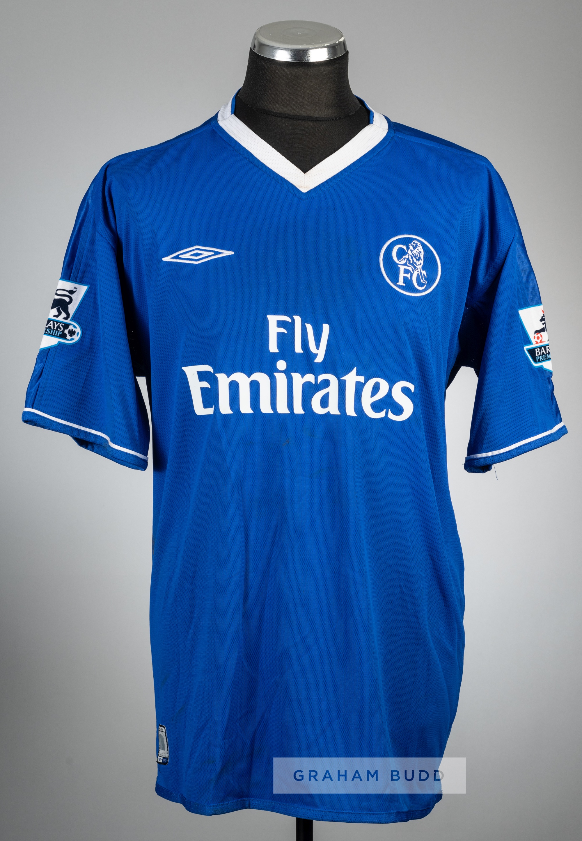 Robert Huth blue Chelsea no.29 home jersey, season 2004-05, Umbro, short-sleeved with BARCLAYS