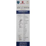 Portsmouth FC Barclays Premier League Man of the Match player board, season 2009-10, featuring