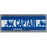 Arsenal's Patrick Vieira Captain's armband,  blue and white elasticated armband with CAPTAIN and two