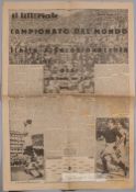 FIFA World Cup final Italy v Czechoslovakia played at Stadio PNF Rome, 10th June 1934 rare four-page