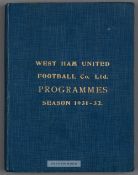 Bound volume of West Ham United home programmes season 1931-32, comprising first team (Football