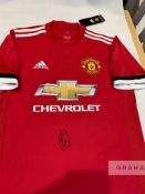 Ole Gunnar Solskjaer signed red Manchester United replica home jersey 2017-18, Adidas, short-sleeved