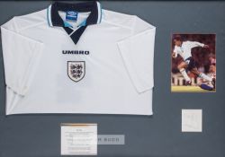 Paul Ince white England jersey worn in the build up to the 1996 Euro's,  Umbro, short-sleeved with