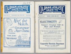 Two Oldham Athletic home programmes, F.L. Division Two v Bradford Park Avenue 25th December 1929