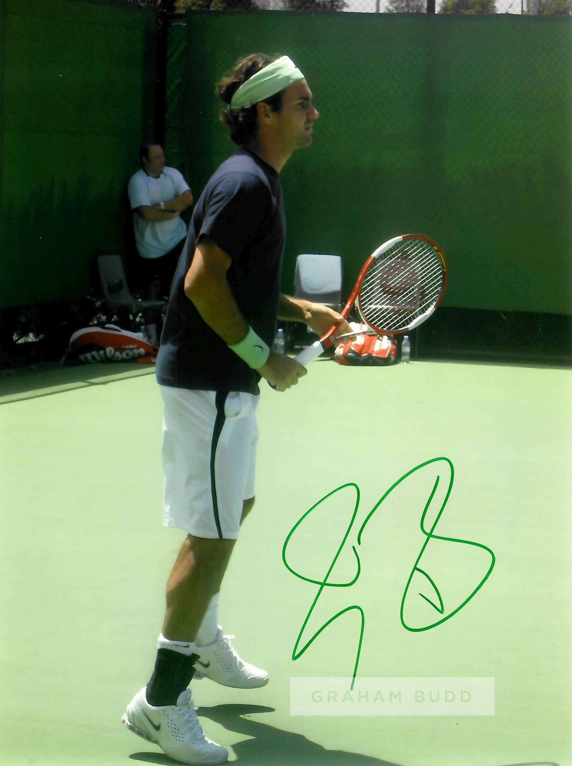 Collection of 11 signed photograph of tennis players from the men's game, including Roger Federer (