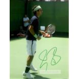 Collection of 11 signed photograph of tennis players from the men's game, including Roger Federer (