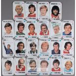 Signed set of 22 A&BC football card game,  each numbered card with image profile of a footballer