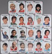 Signed set of 22 A&BC football card game,  each numbered card with image profile of a footballer