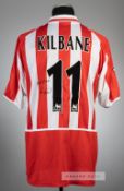 Kevin Kilbane signed red and white striped Sunderland AFC no.11 home jersey, season 2002-03, Nike,