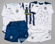 West Bromwich Albion signed souvenir jerseys, comprising navy and white The Baggies replica