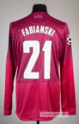 Lukasz Fabianski pink Arsenal no.21 goalkeeper's away jersey, season 2012-13, Nike, long-sleeved
