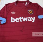 West Ham United's Mark Noble signed replica home jersey 2014-15, with COA and photo proof of signing