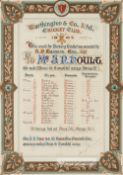 Worthington & Co. Ltd Brewery Cricket Club illuminated address awarded to Mr J N Hoult, dated