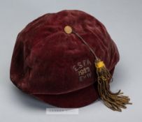 England School's Football Association representative cap v Wales, 1922, red velvet cap with gilt