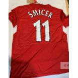 Vladamir Smicer signed red Liverpool replica 2005 Istanbul Champions League no.11 jersey, short-