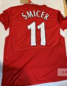 Vladamir Smicer signed red Liverpool replica 2005 Istanbul Champions League no.11 jersey, short-